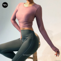 New Arrival Custom Logo Woman  Sports Wear Long Sleeve Shirts Fitness Yoga Tops Gym